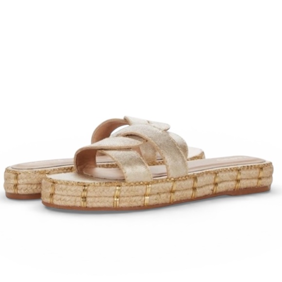 Kaanas Shoes - Anthropologie Kaanas Oia Infinity Flatform Espadrille Sandals in Gold Sz 7